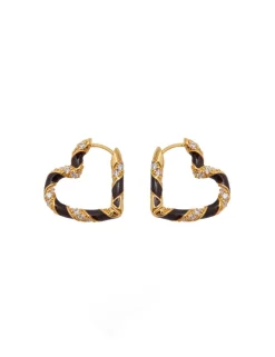 Candy Stripe Pave Heart Hoops