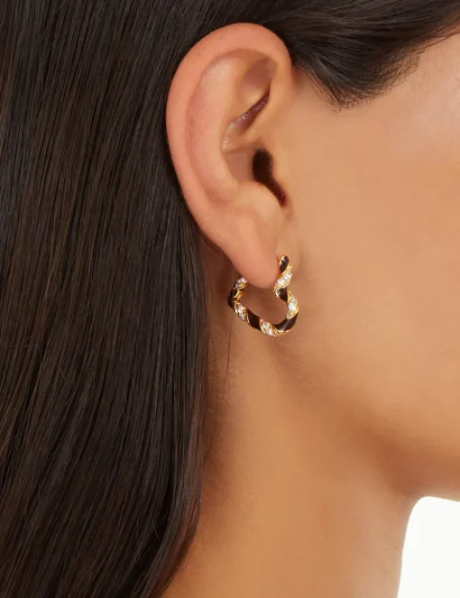 Candy Stripe Pave Heart Hoops