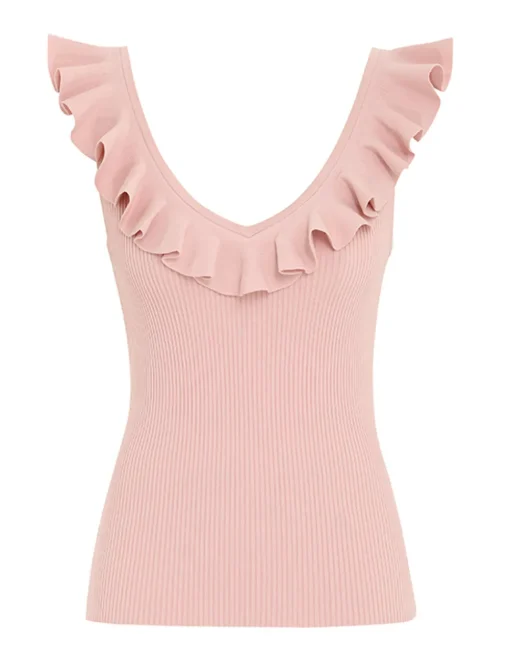 Chintz V-Neck Frill Tank