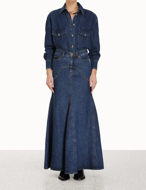 Luminosity Denim Maxi Skirt