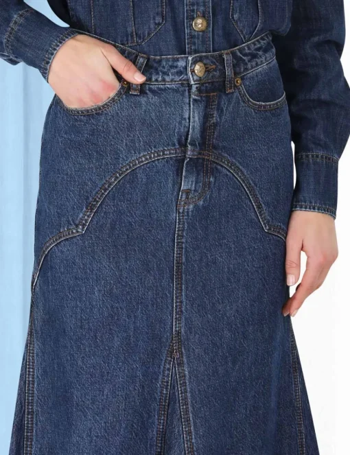 Luminosity Denim Maxi Skirt