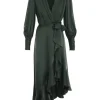 Silk Wrap Midi Dress