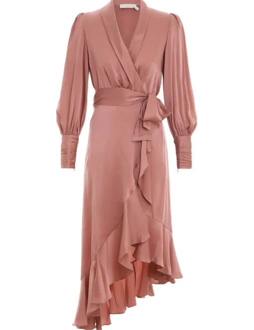 Silk Wrap Midi Dress