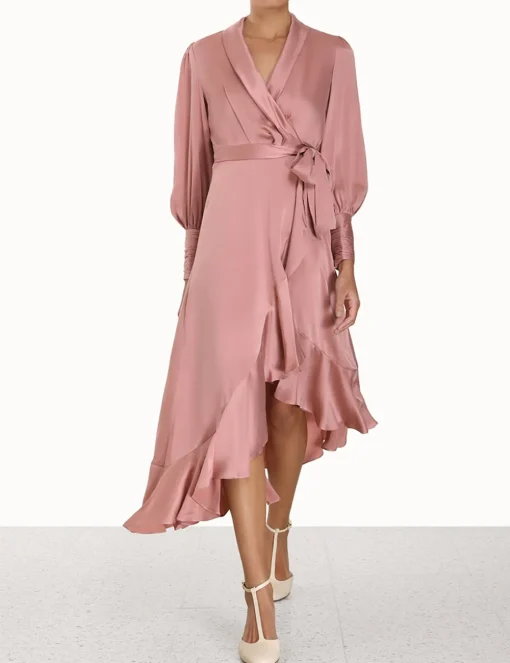 Silk Wrap Midi Dress
