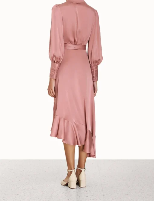Silk Wrap Midi Dress